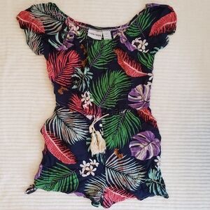 Rayasun Girls Tropical Floral Print Romper W/ Tassels M